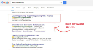 Bold keyword in AdWords ad